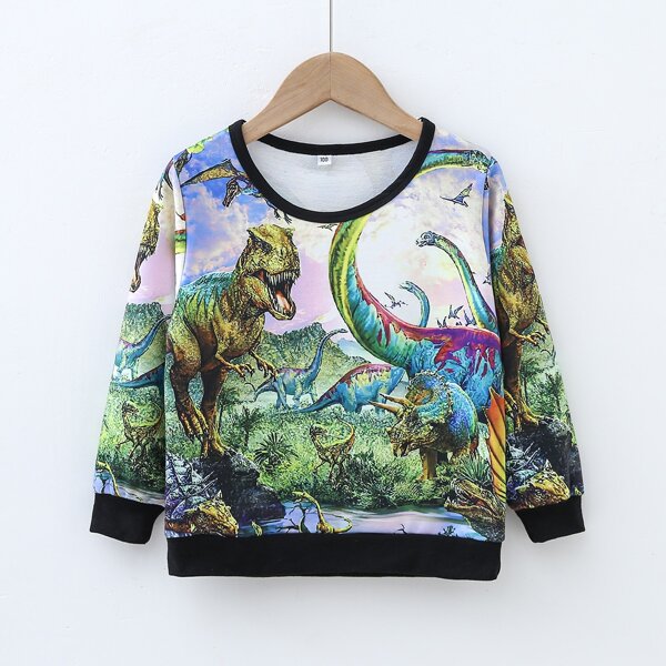 

Toddler Boys 3D Dinosaur Print Pullover, Multicolor