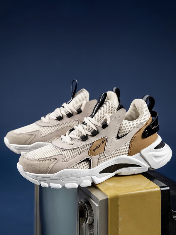 Hombres Zapatillas deportivas de color combinado transpirable con cordón delantero