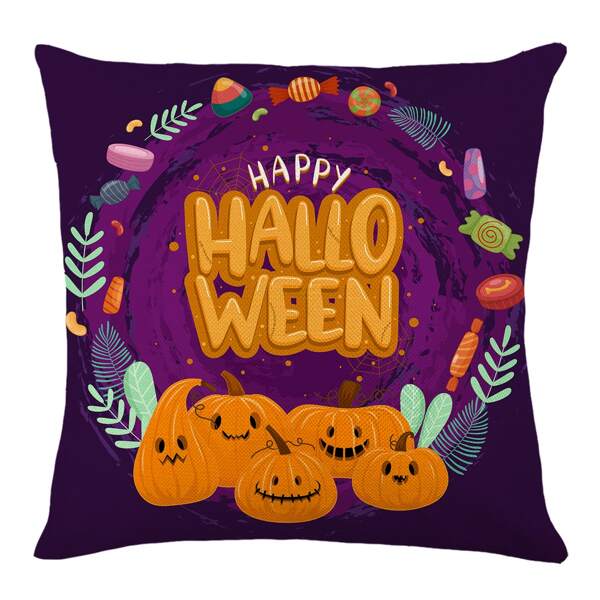 

Halloween Print Outdoor Cushion Cover Without Filler, Multicolor