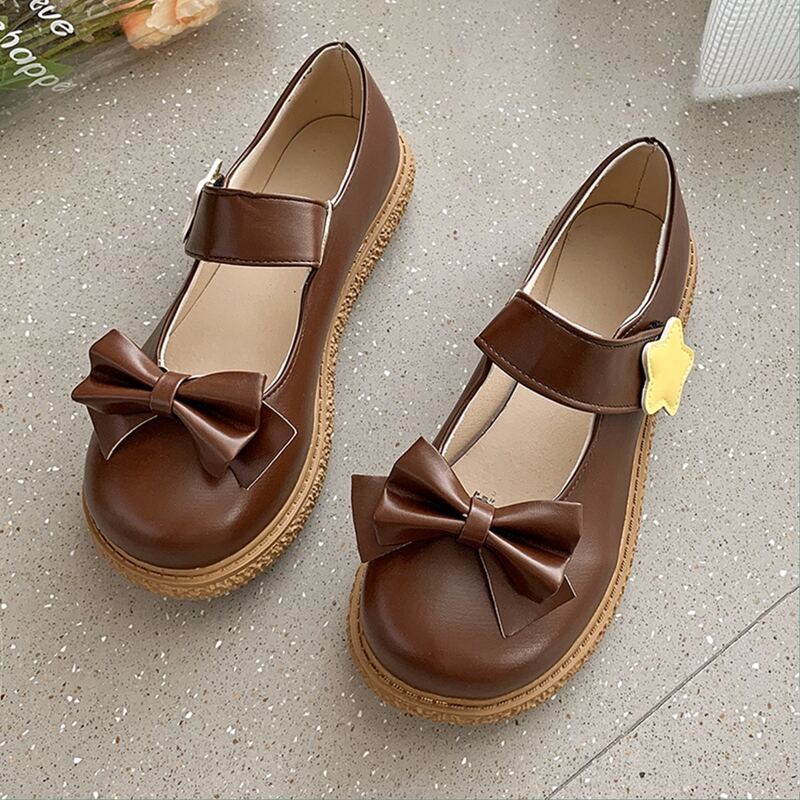 

Bow Decor Mary Jane Flats, Brown