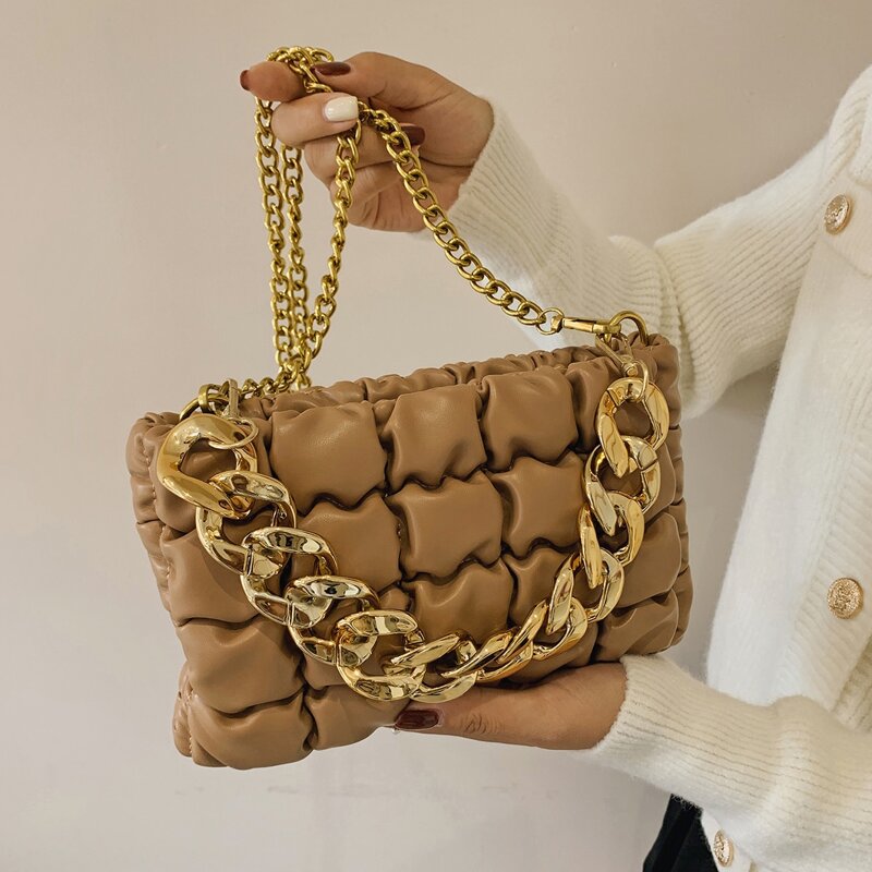 

Chain Satchel Bag, Khaki