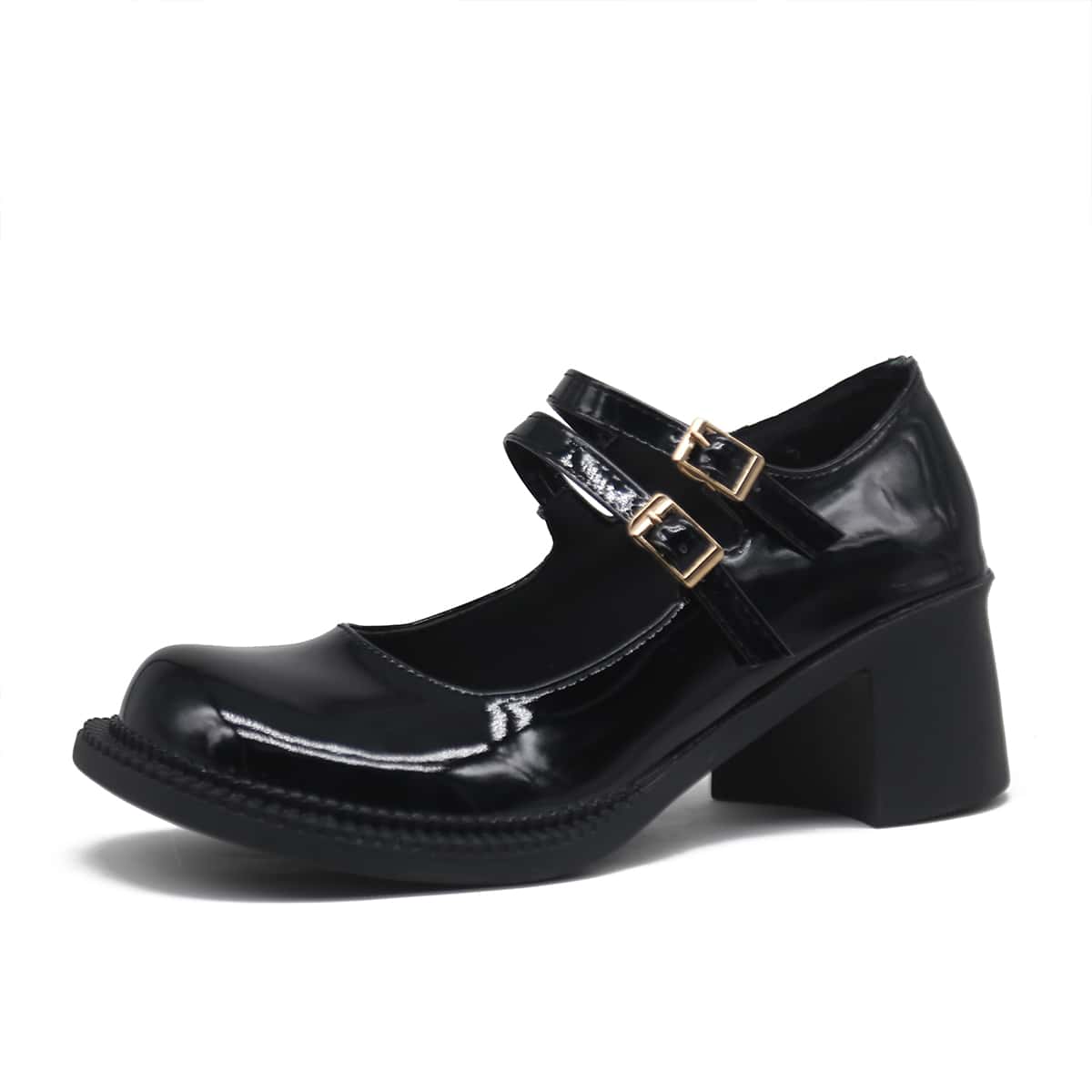 

Double Buckle Decor Mary Jane Pumps, Black