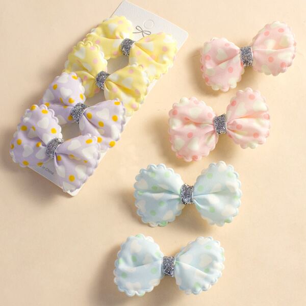 

8pcs Toddler Girls Bow Decor Hair Clip, Multicolor