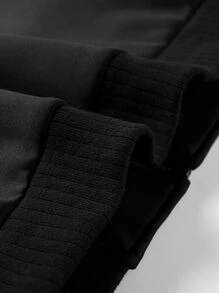 Manfinity Homme Men Zip-Up Thermal Lined Hooded Jacket, Long Sleeve, Going Out, Casual, Boyfriend Gift, Warm Jacket, Color Block - Black - View 3