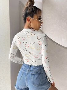 Muchica Graphic Crew Neck Tee - White - View 2