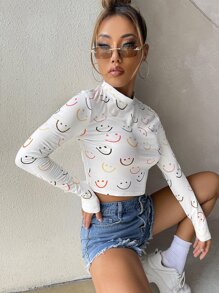 Muchica Graphic Crew Neck Tee - White - View 3