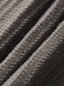 Manfinity Rib-Knit Slätt Enkel Herr Stickat - Mockabrun - Visa 3