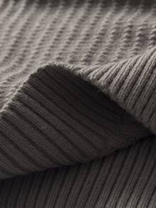 Manfinity Rib-Knit Slätt Enkel Herr Stickat - Mockabrun - Visa 4