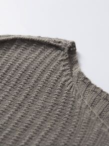 Manfinity Rib-Knit Slätt Enkel Herr Stickat - Mockabrun - Visa 5