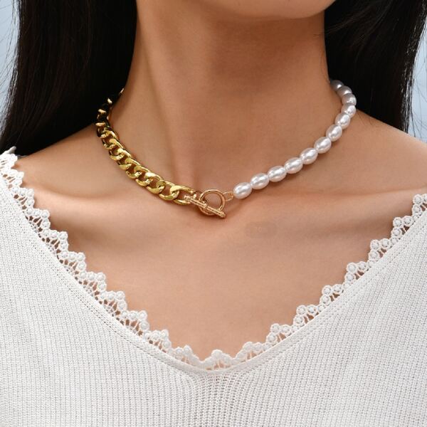 

Faux Pearl Decor Necklace, Multicolor