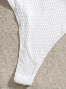 SHEIN EZwear Plus 2pcs Solid Rib-knit Bodysuit