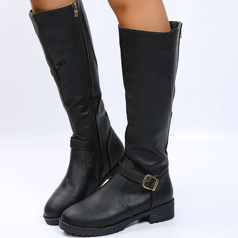 

Side Zipper Boots, Black