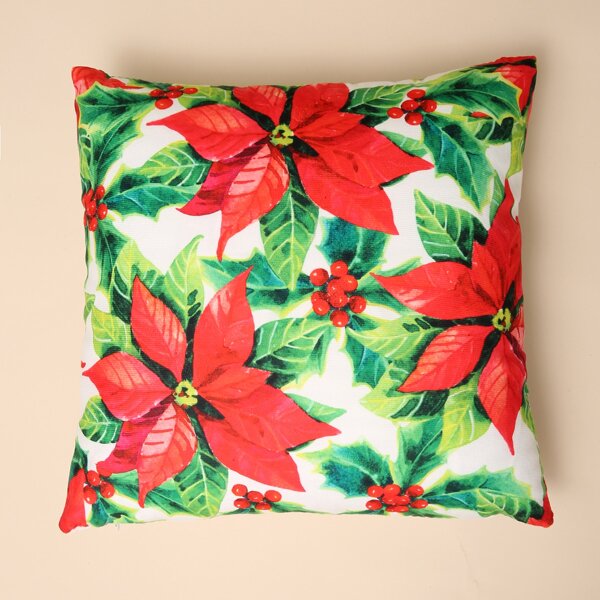 

Leaf Print Cushion Cover Without Filler, Multicolor