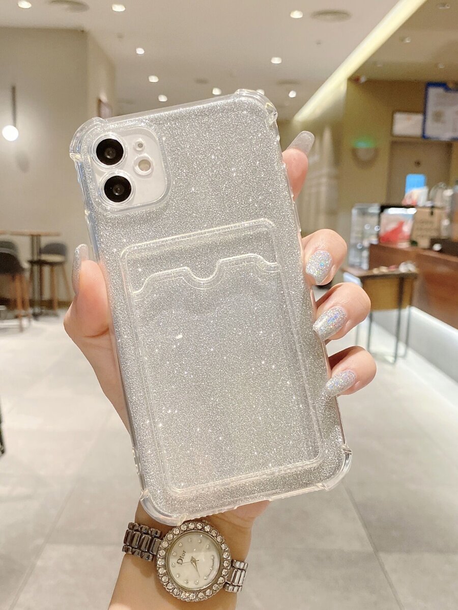 Clear Phone Case With Glitter Paper - Multicolor - View 1