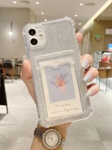 Clear Phone Case With Glitter Paper - Multicolor - View 2