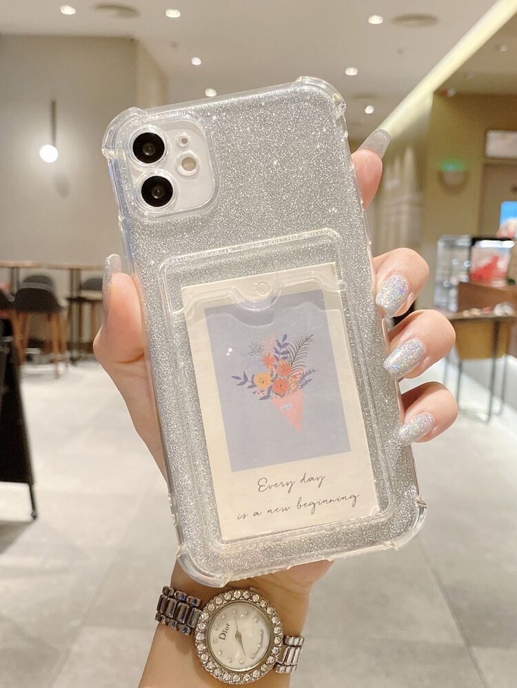 Clear Phone Case With Glitter Paper - Multicolor - View 2