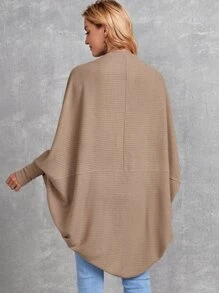 EMERY ROSE Abrigo de parte abierta tejida de canalé de manga murciélago