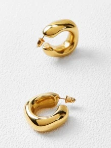 MOTF PREMIUM 極簡風格圓耳環 - 金黃色 - 查看 9