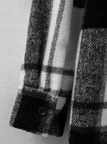 Manfinity Hypemode Men Plaid Print Flap Detail Overcoat Without Top - Black and White - View 3