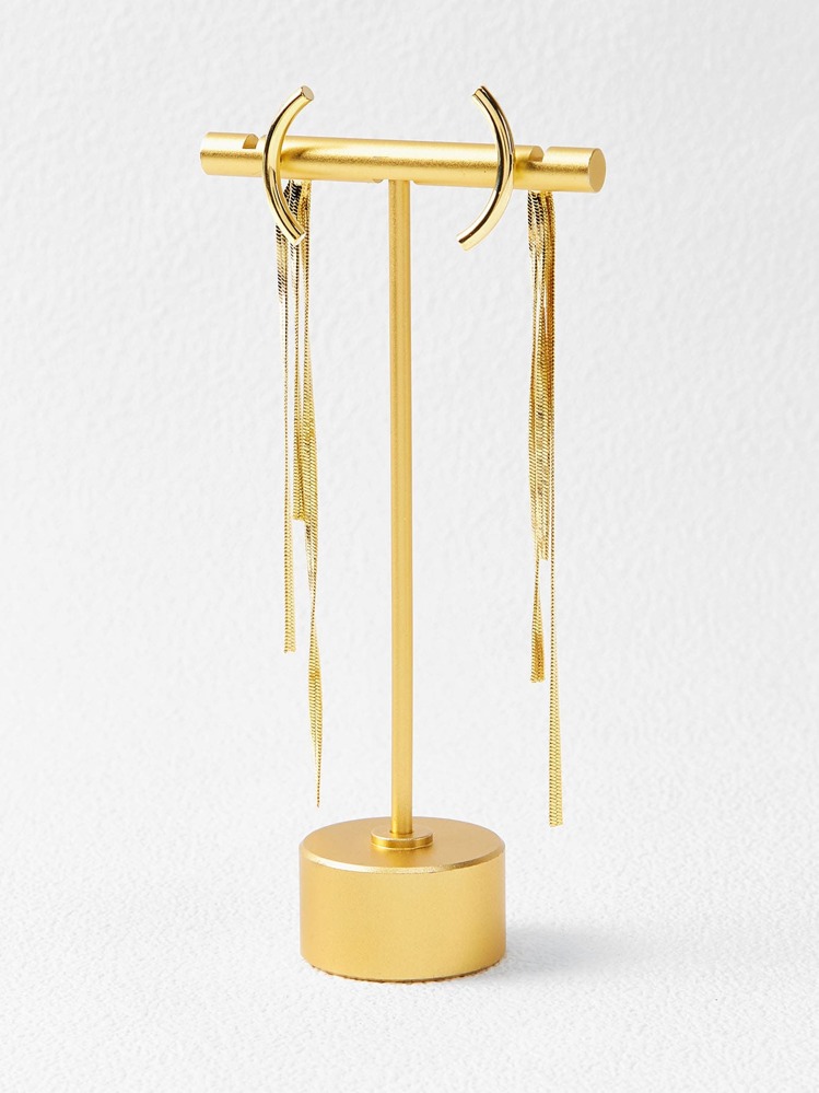 MOTF PREMIUM 1 pieza pendientes chaqueta con diseño de fleco joya de cobre - Amarillo Oro - Añade 2