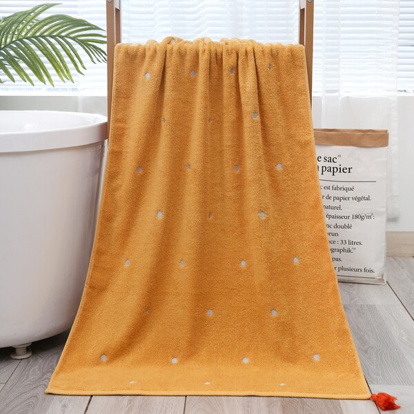 

1pc Embroidery Bath Towel, Yellow