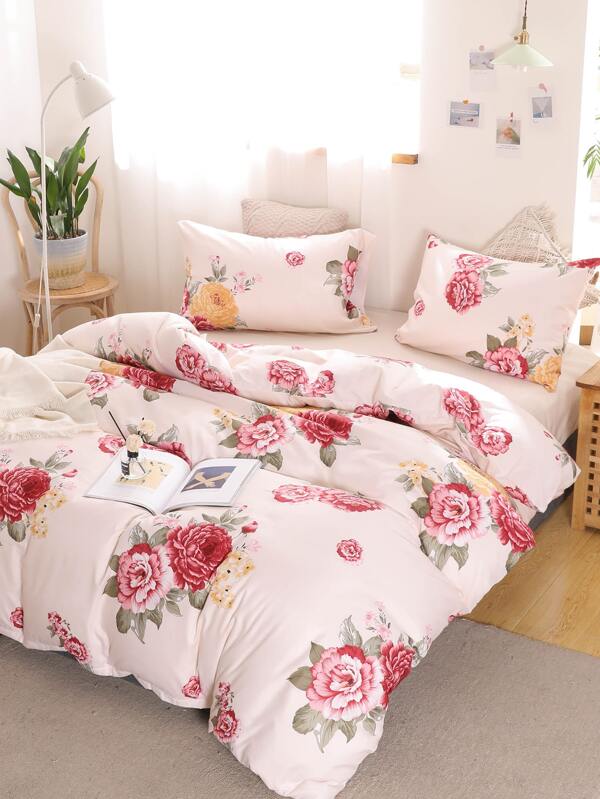 Flower Print Duvet Cover Set Without Filler SHEIN USA
