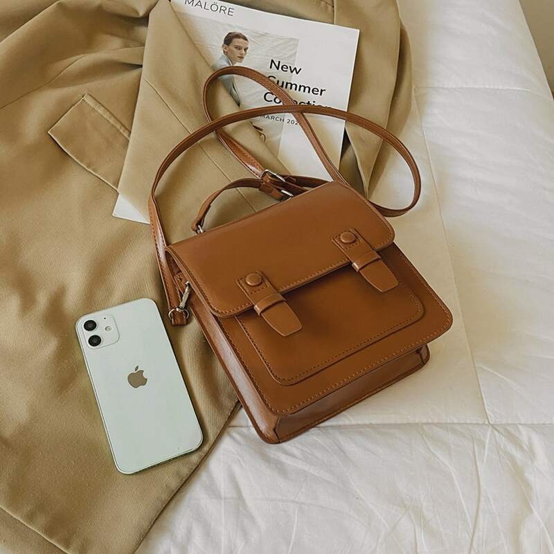 

Flap Satchel Bag, Brown