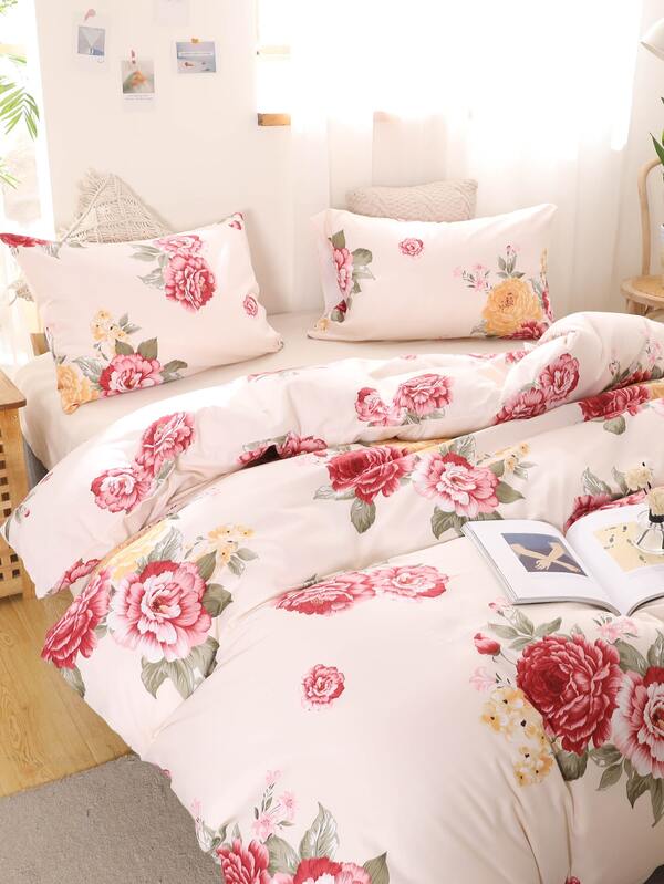 Flower Print Duvet Cover Set Without Filler SHEIN USA