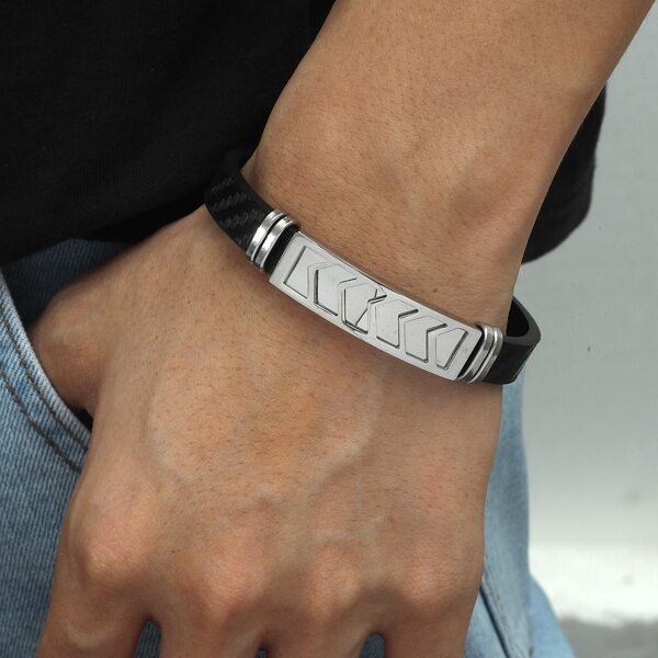 

Men Geometric Pattern Decor Bracelet, Black