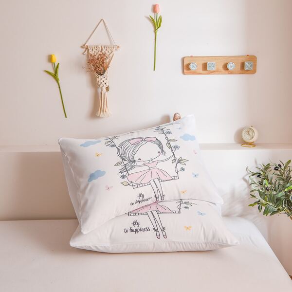 

2pcs Cartoon Graphic Lumbar Pillow Cover Without Filler, Multicolor
