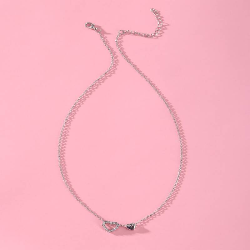 

Heart Decor Chain Necklace, Silver