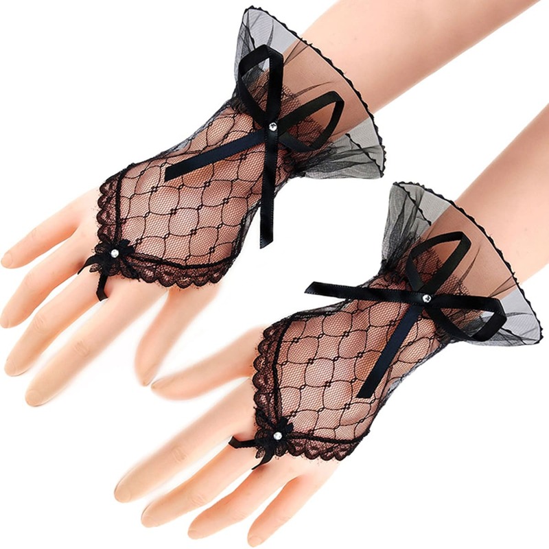 

Lace Fingerless Gloves, Black