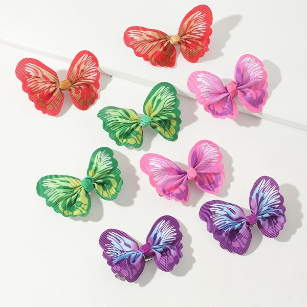 

8pcs Toddler Girls Butterfly Design Hair Clip, Multicolor