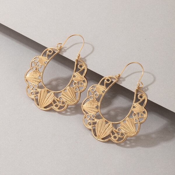 

Heart Decor Hoop Earrings, Gold