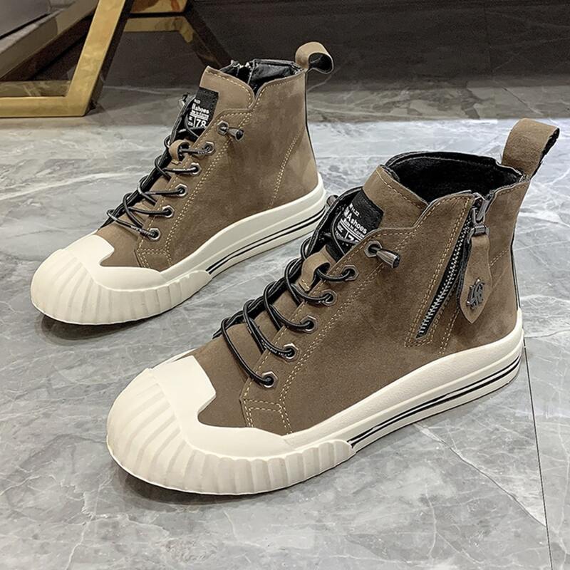 

Side Zip High Top Shoes, Brown