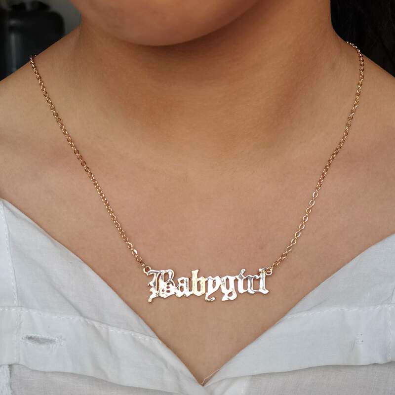 

Letter Design Chain Necklace, Gold