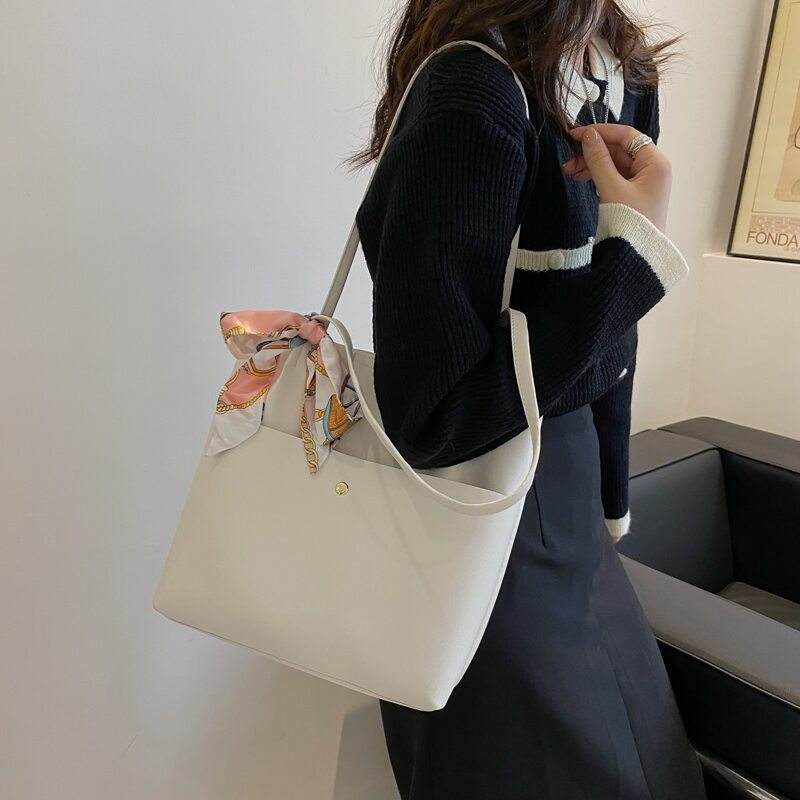 

Scarf Decor Tote Bag, White