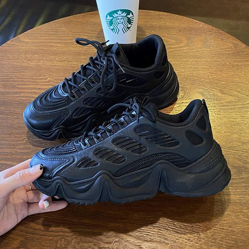 

Lace Up Front Chunky Sneakers, Black