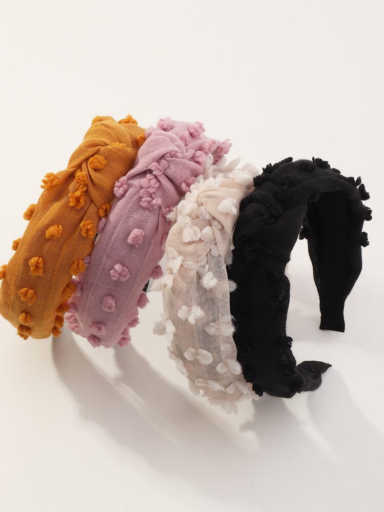 4pcs Women's Simple Elegant Solid Color Polka Dot Fabric Twist Headbands, Suitable For Daily Wear In Autumn/Winter ,Head Piece Head Accessories - Multicolor - View 2