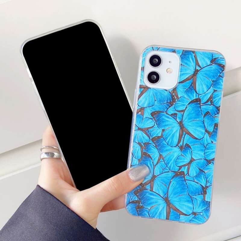 

Butterfly Pattern Phone Case, Blue