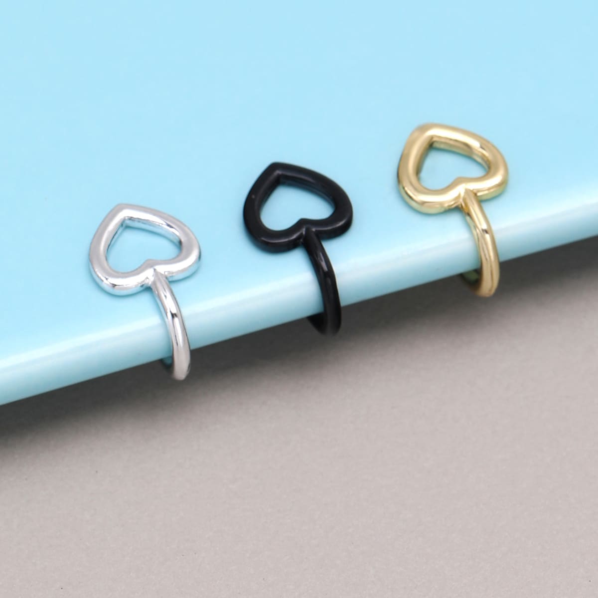 

3pcs Heart Decor Nose Ring, Multicolor
