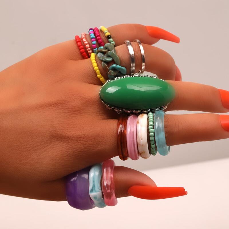 

17pcs Geo Decor Ring, Multicolor