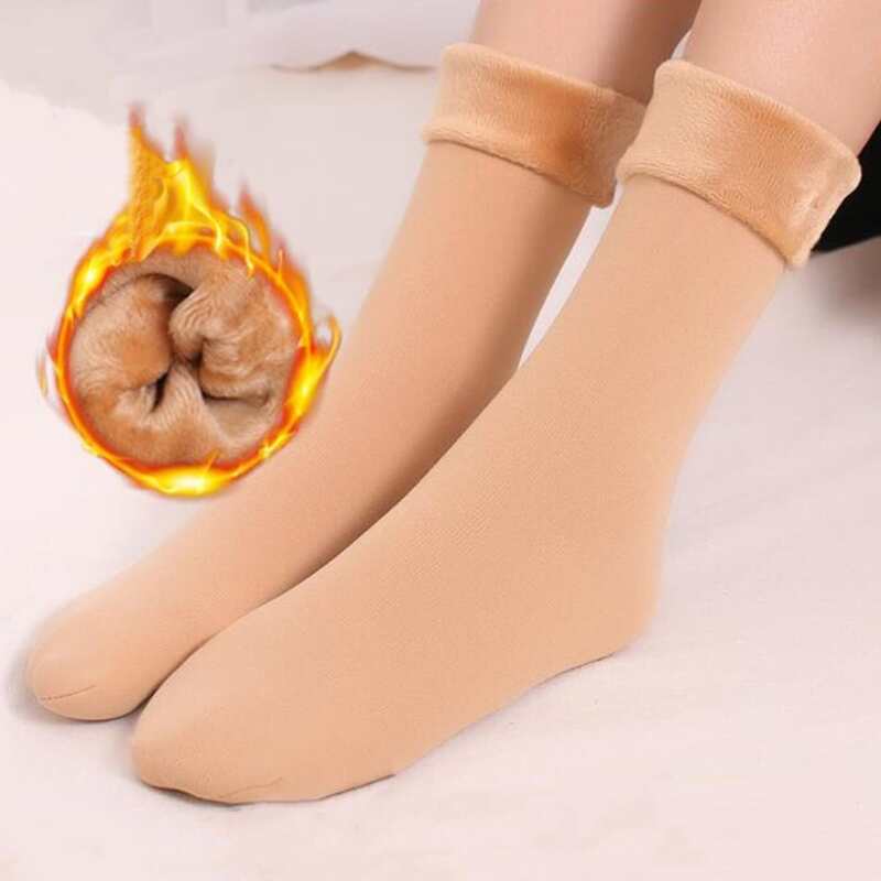 

Solid Fluffy Crew Socks, Khaki