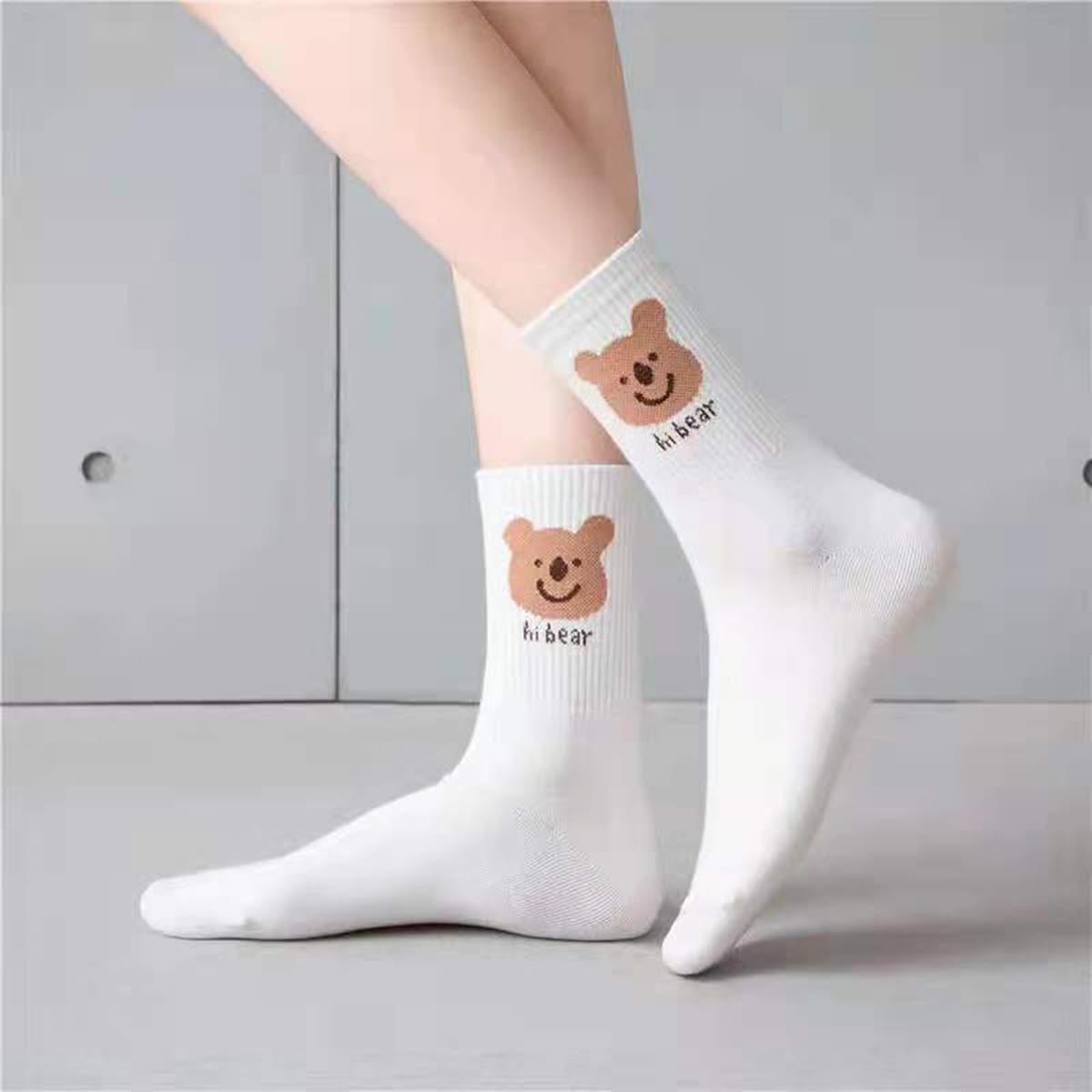 

5pairs Cartoon Print Crew Socks, Multicolor