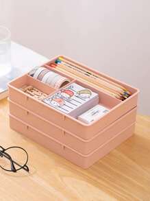 1 قطعة صندوق تخزين سطح المكتب بلون عشوائي عادي - متعدد الألوان - مشاهدة 4