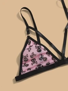 2 Packs Skull Mesh Harness Garter Lingerie Set - Multicolor - View 4
