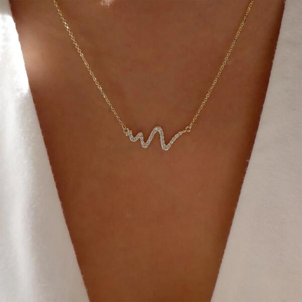 

Rhinestone Decor Necklace, Gold