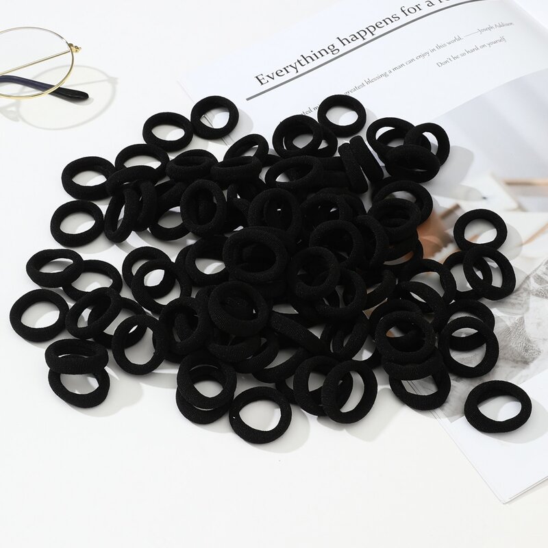 

100pcs Solid Hair Tie, Black