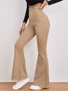 SHEIN Frenchy Jeans de pierna amplia de talle alto cremallera