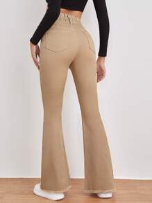 SHEIN Frenchy Jeans de pierna amplia de talle alto cremallera